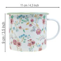 Artikel Plantbeker voor rozen, decoratieve beker van emaille met handvat, wit, Ø9,5 cm