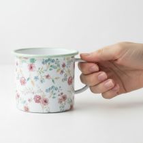 Artikel Plantbeker voor rozen, decoratieve beker van emaille met handvat, wit, Ø9,5 cm