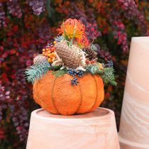 Artikel Bloempot pompoendecoratie oranje/geelgroen sisal Ø21cm H12cm