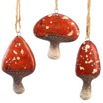 Artikel Charmante rode paddenstoelhangers met jutekoord 3 cm - perfecte herfst- en kerstdecoratie - 6 stuks