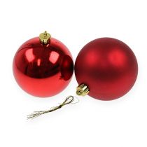 Kerstballen kunststof rood 8cm 6st