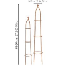 Artikel Obelisk van metaal met roestlook en traliewerk, 69/86 cm, set van 2
