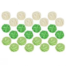 Artikel Rotan bollen groen lichtgroen crème assorti rotan Ø5cm 24 st