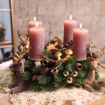 Artikel Zittend hert decoratie geflockt grijs goud 15×6×15,5cm 3 stuks