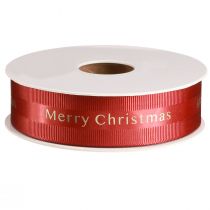 Artikel Rood kerstlint met gouden 'Merry Christmas'-opschrift, breedte 25 mm, lengte 20 meter