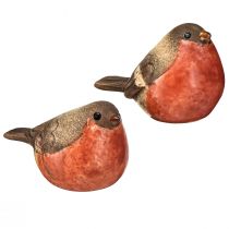 Artikel Keramische Robin-beeldjes - Rode en natuurlijke tinten, 5,4 cm - Perfect voor tuin en huis - Pakket van 4
