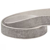 Artikel Fluwelen lint met glitter sierlint fluweel grijs zilver 20mm 10m