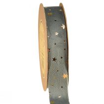 Artikel Fluwelen lint sterlint grijs goud sieradenlint B25mm L8m