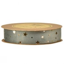 Artikel Fluwelen lint, sterrenlint, grijsgoud, decoratief lint, 25 mm breed, 8 m lang