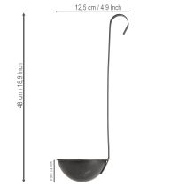 Artikel Plantenkom, decoratieve troffel, antraciet, Ø12,5 cm, 3 stuks