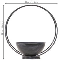 Artikel Kom met voet, decoratieve ring, metaal, antraciet, H29cm, 2 stuks