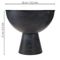 Artikel Schaal met voet metalen trofee schaal antraciet Ø26cm H21cm