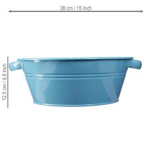 Artikel Ronde schaal met handvat, decoratieve schaal, bloemenschaal, blauw, Ø33,5 cm