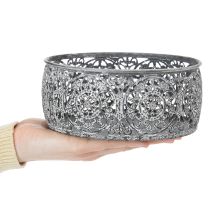 Artikel Decoratieve metalen schaal, grijs en wit patroon, Ø16/19,5/23,5 cm, set van 3