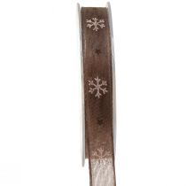 Artikel Sneeuwvlok sierlint met draad bruin roze B15mm L15m