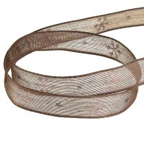 Artikel Sneeuwvlok sierlint met draad bruin roze B15mm L15m