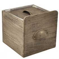 Artikel Houten ladeset met handvat, bruin geveegd - rustieke opberger, set van verschillende maten, 4-delig