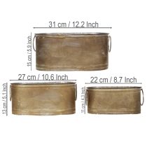 Artikel Set metalen plantenpotten en -kuipen, vintage retrostijl, L22,5cm/27cm/31cm