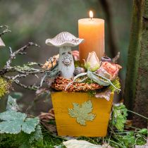 Artikel Plantenbak hout shabby chic houten bak geel 11×14,5×14cm