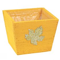 Artikel Plantenbak hout shabby chic houten bak geel 11×14,5×14cm