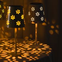 Artikel Solar LED-tafellamp met bloemenmotief, sfeervolle buitenverlichting, 28 cm