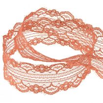 Artikel Kantlint oranje sierlint met bloemen B25mm L20m