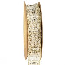 Artikel Kantlint wit met gouden accenten decoratief lint kant 25mm 15m