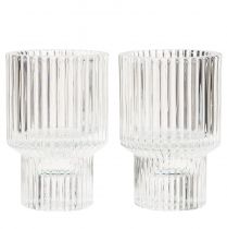 Artikel Stokkandelaar glazen theelichthouder Ø5cm H8cm 4 st