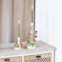 Artikel Kaarsenhouder metaal aardbei decoratie crème rond H26cm