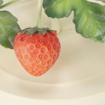 Artikel Metalen kaarsenhouder met aardbeienversiering, crèmekleurig, rond, H26cm