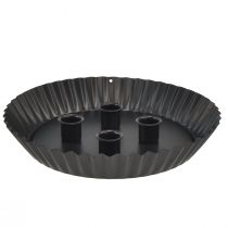Artikel Design metalen kandelaar in taartvorm - zwart, Ø 24 cm - elegante tafeldecoratie voor 4 kaarsen - 2 stuks