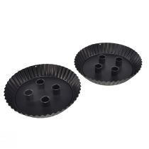 Artikel Metalen kaarsenhouder in de vorm van een taart – Zwart, Ø 24 cm – Elegante tafeldecoratie voor 4 kaarsen – 2 stuks