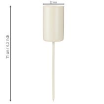 Artikel Metalen kaarsenhouder op stok, beige, H11cm, 4 stuks