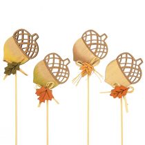 Artikel Bloemplug houten eikels decoratie herfst 7x10cm 12 st