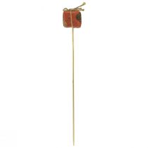 Artikel Bloemplug cadeau rood groen beige naturel 3,5cm 12 st