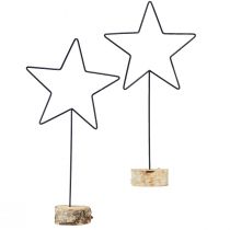 Artikel Grote sterdecoraties op een natuurlijke houten basis - zwart, 60 cm - elegante kamerdecoratie 30x10x60cm 2st