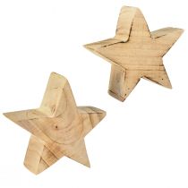 Artikel Rustieke decoratieve ster van paulowniahout - natuurlijk design, Ø 15 cm, 6 cm dik - veelzijdige houten decoratie - 2 stuks