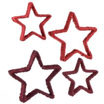 Artikel Ster om op te staan Kerstdecoratie jute rood 13/18cm 4st
