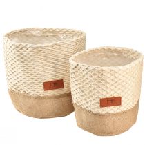Artikel Stoffen mand Utensilo plantenbak naturel crème Ø16cm Ø19cm