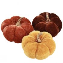 Artikel Stof Pompoenen Pompoendecoratie Geel Bruin Fluweelachtig Ø7cm 9 st