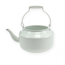 Artikel Decoratieve theepot metaal wit plantenbak ketel Ø12cm H10cm