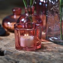 Artikel Theelichthouder bloem theelicht glas roze Ø7,5cm H6cm 6 stuks