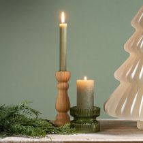 Artikel Theelichthouder glas decoratief geribbeld groen Ø9cm H7cm 4 st