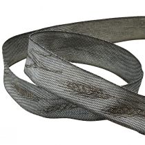 Artikel Rouwlint sierlint zilver zwart met oren B40mm L25m