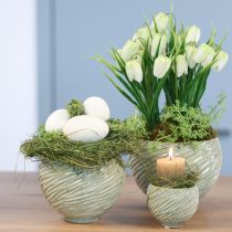 Artikel Plantenbak decoratieve schaal keramiek in groen Ø15cm H11cm 2st