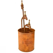 Artikel Plantenbak patina decoratief metaal met kraan H25/37/43cm set van 3 stuks
