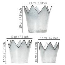 Artikel Bloempotkroon van metaal, decoratief zink, Ø21,5/19,5/17 cm, set van 3