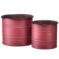 Artikel Plantenbak Metaal Blikken Vintage Plantenpot Rood Bruin Ø12/9,5cm Set van 2