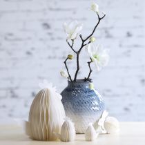 Artikel Keramische vaas geglazuurd blauw en wit gevlochten look H18,5cm