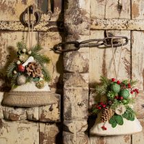 Artikel Rustieke kerstklokken als wanddecoratie, jute takken, dennenappels